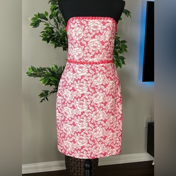 Lilly Pulitzer NWT Allegra Dress Holy Roses hotty pink roses eyelet dress size 4 - Picture 3 of 10